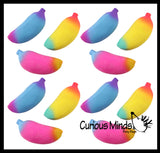 BULK - WHOLESALE - Rainbow Colored Squishy Sand Banana - Moldable Sensory, Stress, Squeeze Fidget Toy ADHD Special Needs Soothing