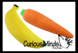 Sand-Filled Squishy Banana & Carrot - Moldable Sensory, Stress, Squeeze Fidget Toy ADHD Special Needs Soothing