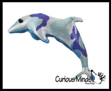 Dolphin Sand Filled Animal Toy - Heavy Weighted Sandbag Animal Plush Bean Bag Toss - Shimmering Glitter