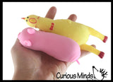 2 Sand Animals - Pig and Chicken - Sand Filled Squishy - Rubber Chicken Moldable Sensory, Stress, Squeeze Fidget Toy ADHD Special Needs Soothing