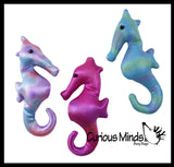 Seahorse Sand Filled Animal Toy - Heavy Weighted Sandbag Animal Plush Bean Bag Toss - Shimmering Glitter