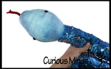 Jumbo 64" Plush Snake with Mermaid 2 Color Reversible Sequin Scales -  Stuffed Sensory Fidget Toy