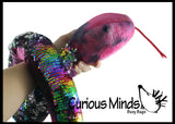 Jumbo 64" Plush Snake with Mermaid 2 Color Reversible Sequin Scales -  Stuffed Sensory Fidget Toy