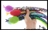 Plush Snake 15" with Mermaid 2 Color Reversible Sequin Scales -  Stuffed Sensory Fidget Toy