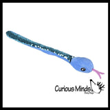 Plush Snake 15" with Mermaid 2 Color Reversible Sequin Scales -  Stuffed Sensory Fidget Toy