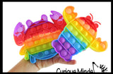 BULK - WHOLESALE - SALE -  Crab and Lobster Rainbow Ocean Animal Theme Bubble Pop Game - Silicone Push Poke Bubble Wrap Fidget Toy - Press Bubbles to Pop - Bubble Popper Sensory Stress Toy