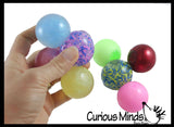 8 Mini Stress Balls - 4 Different Styles  - Glitter, Metallic, Confetti, Glow in Dark 1.5"  Stress Ball - Ceiling Sticky Glob Balls - Squishy Gooey Shape-able Squish Sensory Squeeze Balls