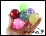 BULK/ WHOLESALE - Assorted Mini Stress Balls - 5 Different Styles  - Neon, Glitter, Metallic, Confetti, Glow in Dark 1.5"  Stress Ball - Ceiling Sticky Glob Balls - Squishy Gooey Shape-able Squish Sensory Squeeze Balls