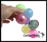 8 Mini Stress Balls - 4 Different Styles  - Glitter, Metallic, Confetti, Glow in Dark 1.5"  Stress Ball - Ceiling Sticky Glob Balls - Squishy Gooey Shape-able Squish Sensory Squeeze Balls