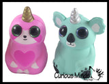 BULK - WHOLESALE - SALE -  Small Mystical Animal with Horn and Wings Slow Rise Squishies Slow Rise Foam - Scented Sensory, Stress, Fidget Toy - Penguin, Unicorn, Corgi Dog, Sloth, Koala, Panda