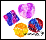 BULK - WHOLESALE - SALE -  Small Tie Dye 3" Geometric Shapes Bubble Pop Fidget Toy - Silicone Push Poke Bubble Wrap Fidget Toy - Press Bubbles to Pop the Bubbles Down - Bubble Popper Sensory Stress Toy