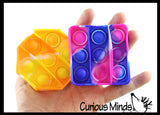 BULK - WHOLESALE - SALE -  Small Tie Dye 3" Geometric Shapes Bubble Pop Fidget Toy - Silicone Push Poke Bubble Wrap Fidget Toy - Press Bubbles to Pop the Bubbles Down - Bubble Popper Sensory Stress Toy