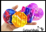 BULK - WHOLESALE - SALE -  Small Tie Dye 3" Geometric Shapes Bubble Pop Fidget Toy - Silicone Push Poke Bubble Wrap Fidget Toy - Press Bubbles to Pop the Bubbles Down - Bubble Popper Sensory Stress Toy