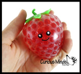 Small Fruit Water Bead Filled Squeeze Stress Balls with Faces  -  Sensory, Stress, Fidget Toy - Pineapple, Strawberry, Avocado, Watermelon, Apple, Grapes