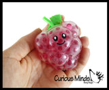 Small Fruit Water Bead Filled Squeeze Stress Balls with Faces  -  Sensory, Stress, Fidget Toy - Pineapple, Strawberry, Avocado, Watermelon, Apple, Grapes