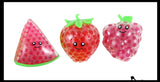 Small Fruit Water Bead Filled Squeeze Stress Balls with Faces  -  Sensory, Stress, Fidget Toy - Pineapple, Strawberry, Avocado, Watermelon, Apple, Grapes