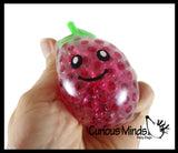 Small Fruit Water Bead Filled Squeeze Stress Balls with Faces  -  Sensory, Stress, Fidget Toy - Pineapple, Strawberry, Avocado, Watermelon, Apple, Grapes