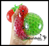 Small Fruit Water Bead Filled Squeeze Stress Balls with Faces  -  Sensory, Stress, Fidget Toy - Pineapple, Strawberry, Avocado, Watermelon, Apple, Grapes