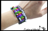LAST CHANCE - LIMITED STOCK  - SALE - Slap Bracelet with Mermaid 2 Color Reversible Sequin Scales -  Sensory Fidget Toy