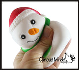 Set of 3 Winter Themed Slow Rise Squishy Toys - Penguin, Snowman, Reindeer - Memory Foam Squish Stress Ball - Winter Christmas