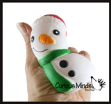 Large Snowman with Santa hat Slow Rise Squishy Toy - Memory Foam Squish Stress Ball - Winter Christmas
