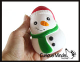 Set of 3 Winter Themed Slow Rise Squishy Toys - Penguin, Snowman, Reindeer - Memory Foam Squish Stress Ball - Winter Christmas