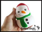 Large Snowman with Santa hat Slow Rise Squishy Toy - Memory Foam Squish Stress Ball - Winter Christmas