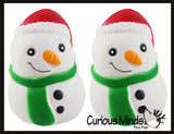 Large Snowman with Santa hat Slow Rise Squishy Toy - Memory Foam Squish Stress Ball - Winter Christmas