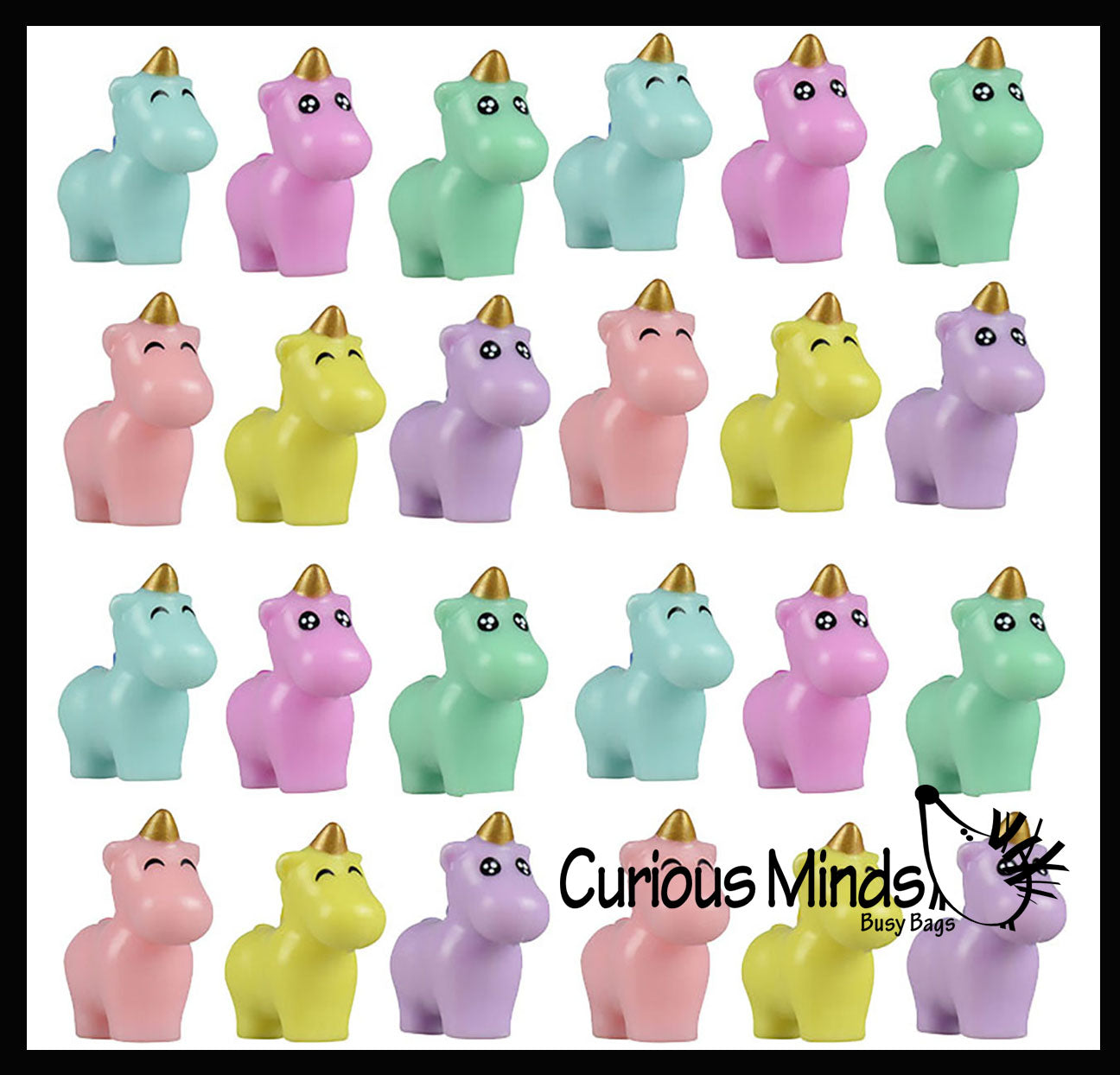 24 Cute Unicorn Figurines - Mini Toys - Soft and Squishy - Small Novelty Prize Toy - Party Favors - Gift - Bulk 2 Dozen