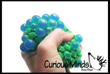 2.5" Bubble Mesh Balls - Squishy Fidget Ball with Web Netting - Stress Ball Color Changing Blobs - Sensory, Fidget Toy- Gooey Squish Bubble Popping OT