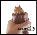 Squirrel in Stump - Adorable Pop Up - Cute Squeeze Toy - Fun Fidget - Unique OT Hand Strength, Fine Motor