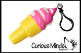 CLEARANCE - SALE - Small Colorful Squishy Slow Rise Ice Cream Cones with Clips -  Sensory, Stress, Fidget Toy