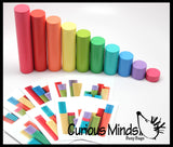 LAST CHANCE - LIMITED STOCK - SALE  - LAST CHANCE - LIMITED STOCK - Wooden Stair Block - 10 Colorful Wooden Blocks and Cards