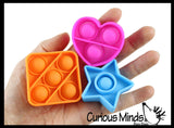 BULK - WHOLESALE -  SALE - Tiny 2" Geometric Shapes Bubble Pop Fidget Toy - Silicone Push Poke Bubble Wrap Fidget Toy - Press Bubbles to Pop the Bubbles Down - Bubble Popper Sensory Stress Toy