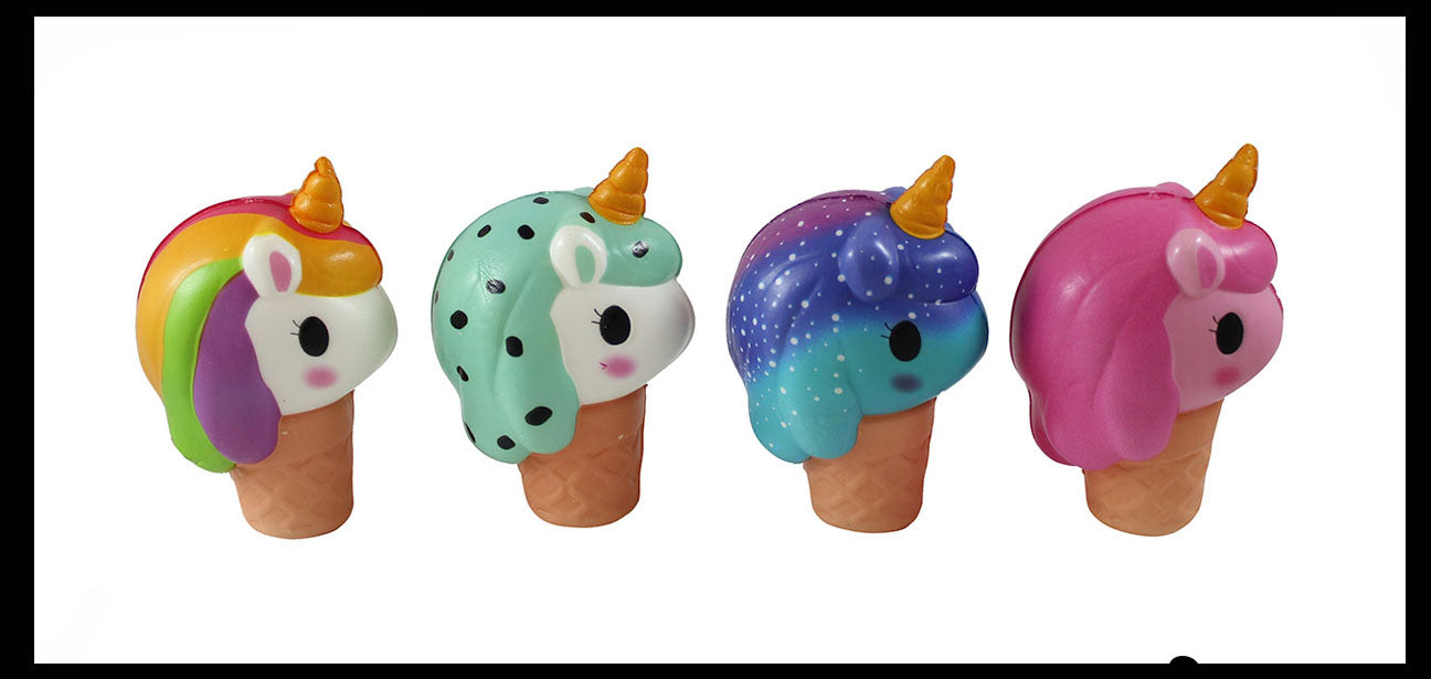 Unicorn Ice Cream Cone Girly Magical Theme Squishy Slow Rise Foam -  Scented Sensory, Stress, Fidget Toy
