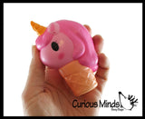 Unicorn Ice Cream Cone Girly Magical Theme Squishy Slow Rise Foam -  Scented Sensory, Stress, Fidget Toy