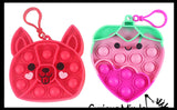 Set of 2 Valentine Bubble Poppers - Strawberry & Dog Valentines Day Bubble Popper Fidget Toy - Fun Party Favor Toy - Heart Love - Fun Party Favor Toy (Random Colors)