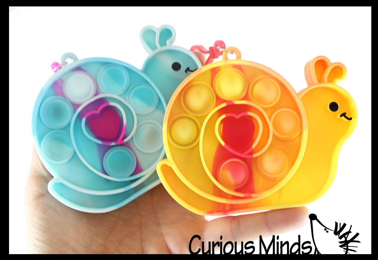 Snail Valentines Day Bubble Popper Fidget Toy - Fun Party Favor Toy - Heart Love