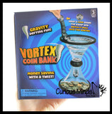 Vortex Gravity Spiral Piggy Bank - Spare Change Holder Cute - Coin Bank - Cool Spinning Cone Unique