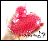 Mommy and Babies Narwhal Family Set - Water Bead Filled Squeeze Stress Ball  -  Sensory, Stress, Fidget Toy