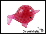 Colored Narwhal Water Bead Filled Squeeze Stress Ball  -  Sensory, Stress, Fidget Toy