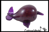 Colored Narwhal Water Bead Filled Squeeze Stress Ball  -  Sensory, Stress, Fidget Toy