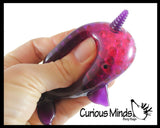 Colored Narwhal Water Bead Filled Squeeze Stress Ball  -  Sensory, Stress, Fidget Toy