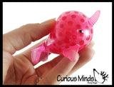 Colored Narwhal Water Bead Filled Squeeze Stress Ball  -  Sensory, Stress, Fidget Toy