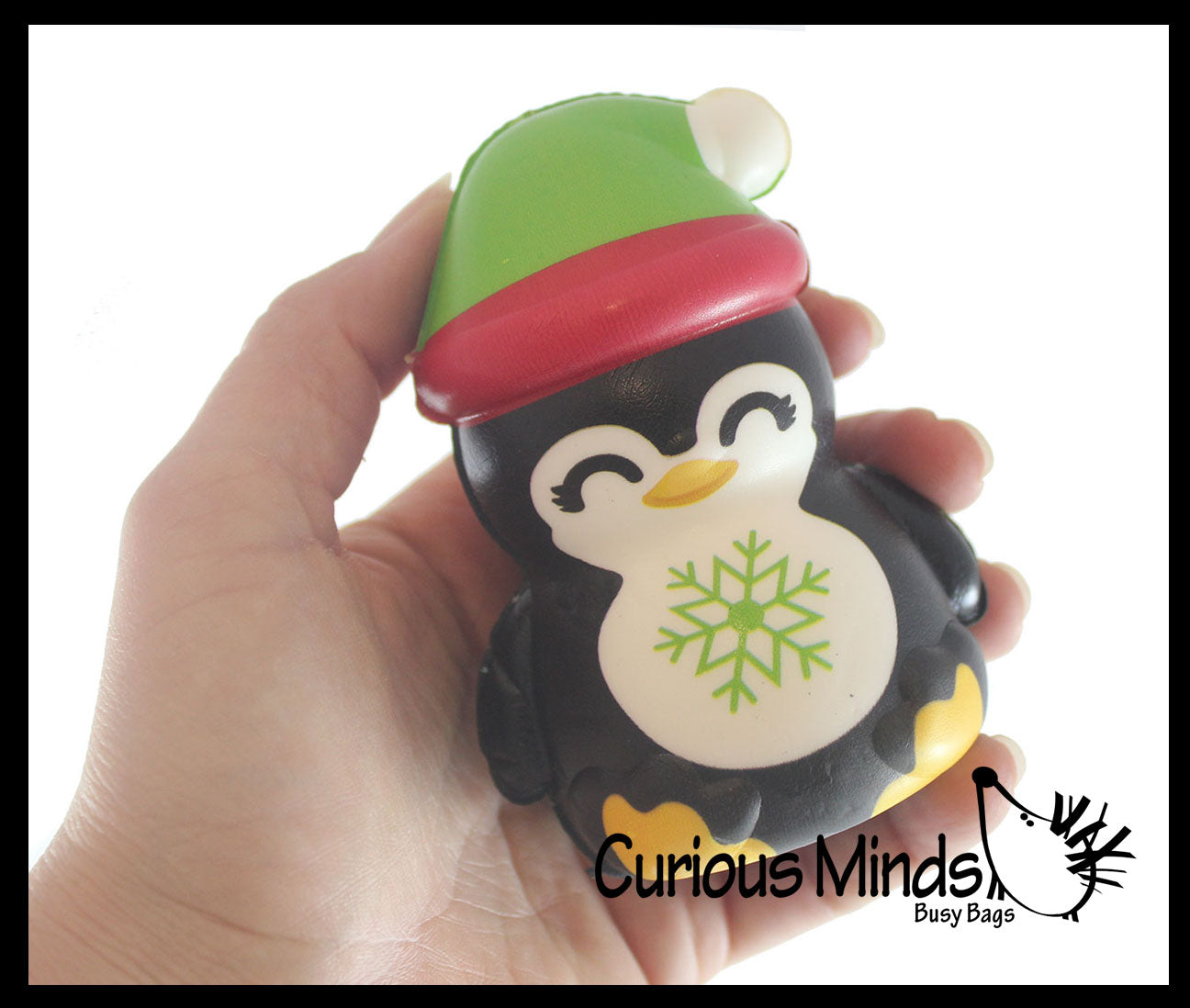 LAST CHANCE - LIMITED STOCK - Penguin with Snowflake Slow Rise Squishy Toy - Memory Foam Squish Stress Ball - Winter Christmas