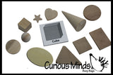 LAST CHANCE - LIMITED STOCK - SALE  -  Wooden Geometric Solid Shapes Match with Matching Cards - Montessori 2 Part Card - Geometry Work