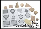 LAST CHANCE - LIMITED STOCK - SALE  -  Wooden Geometric Solid Shapes Match with Matching Cards - Montessori 2 Part Card - Geometry Work