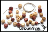 LAST CHANCE - LIMITED STOCK -  - SALE - Small wood bead lacing - Take with you travel lacing bag - Montessori, Natural, Waldorf