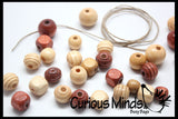 LAST CHANCE - LIMITED STOCK -  - SALE - Small wood bead lacing - Take with you travel lacing bag - Montessori, Natural, Waldorf