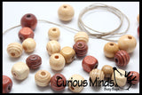 LAST CHANCE - LIMITED STOCK -  - SALE - Small wood bead lacing - Take with you travel lacing bag - Montessori, Natural, Waldorf
